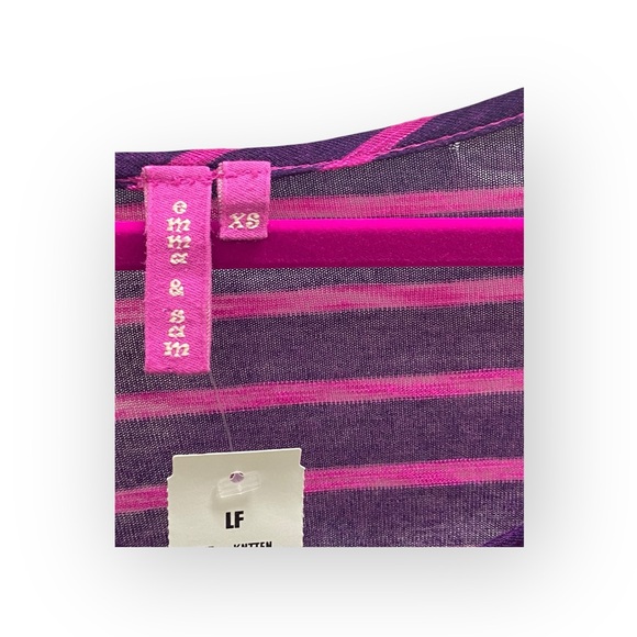new LF Emma & Sam ᯾ Oversized Stripe Hi Lo Handkerchief Hem Tee ᯾ T Shirt Top XS - Picture 11 of 16